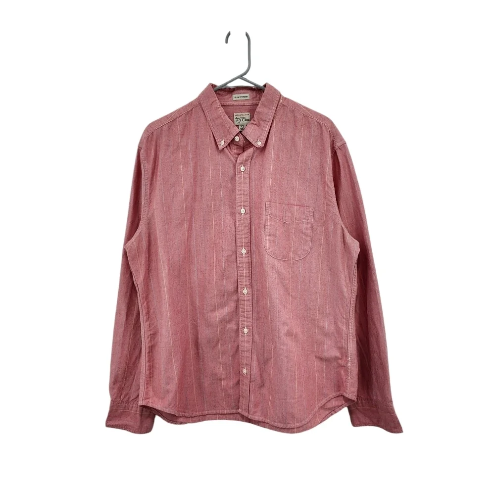 J. Crew Men's 100% Cotton Stripes Untucked Slim Pocket Shirt - XL